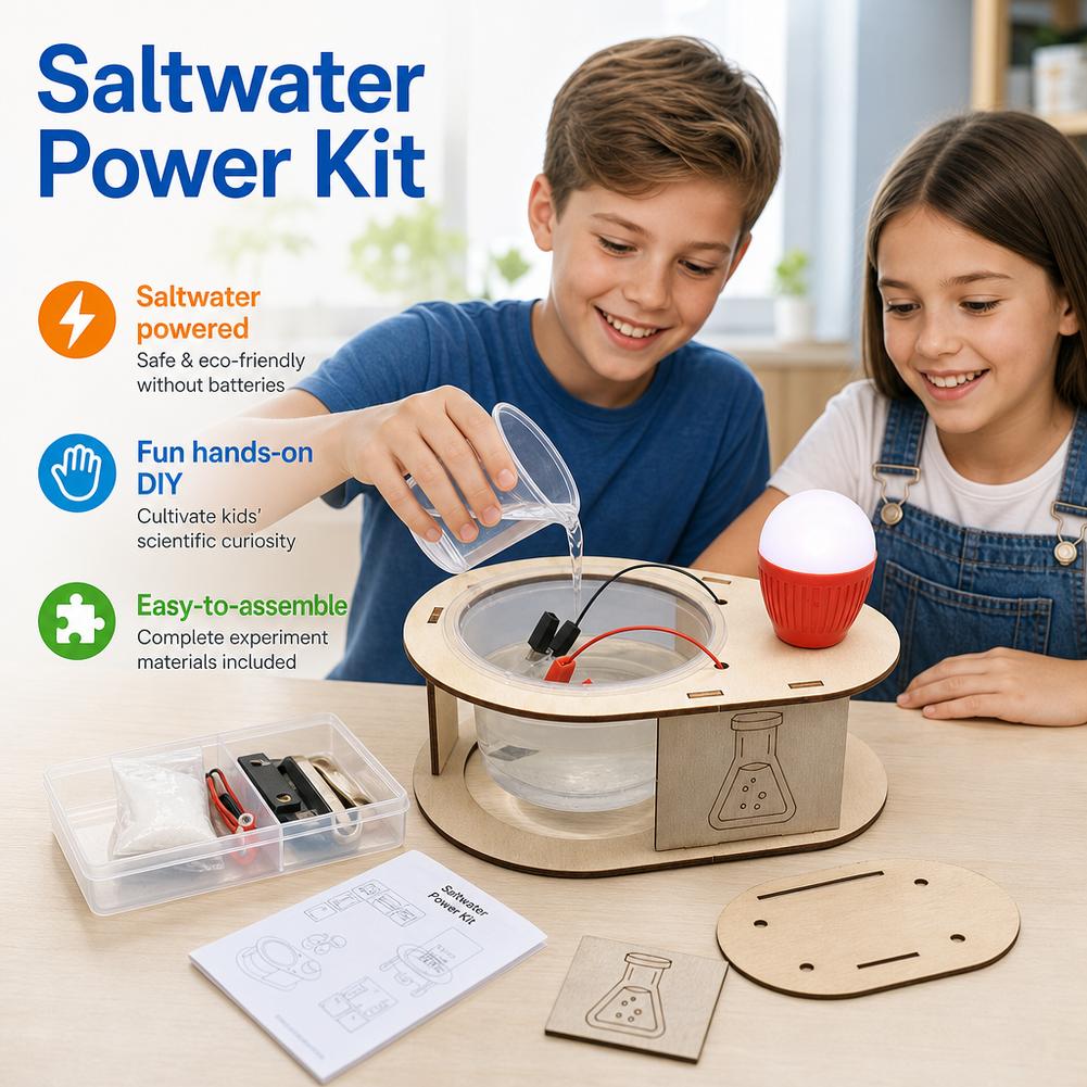 Science Kit - DIY Salzwasser-Stromerzeugungs-LED-Licht STEM-Lernset für Wissenschaft und